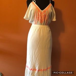 Flying Tomato Embroidered Cold Shoulder Maxi Dress